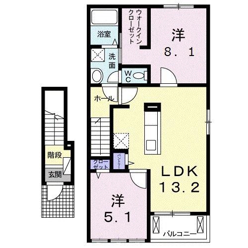 カームリーIX(2LDK/2階)の間取り写真