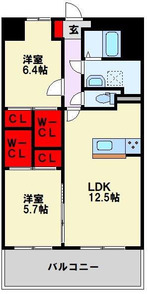 メディアパークIII(2LDK/6階)の間取り写真