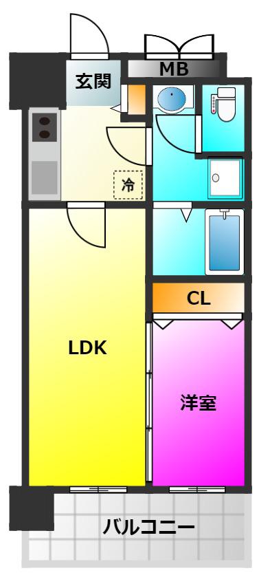 エンクレスト平尾II(1LDK/8階)の間取り写真