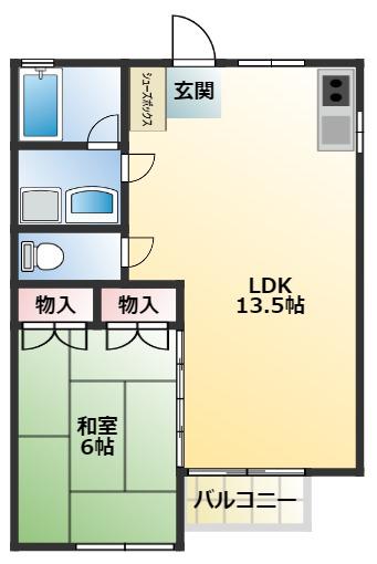 サンヒルズ牧沢(1LDK/2階)の間取り写真