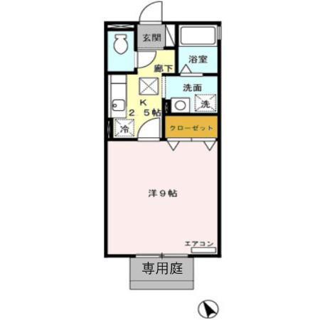 HERMANA(1K/1階)の間取り写真