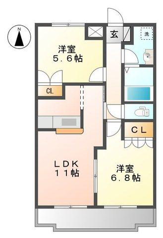 COMFORCE KOBE A棟(2LDK/2階)の間取り写真
