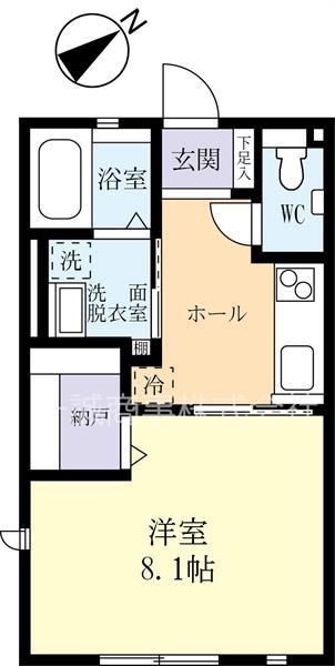 サクセスヒルズ(1K/3階)の間取り写真
