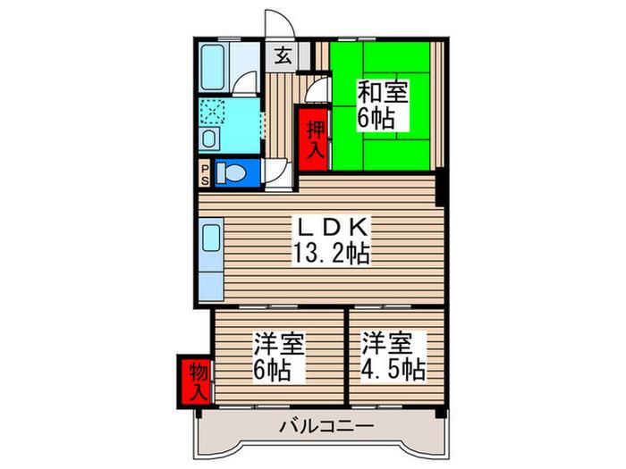 荒井第3ビル(3LDK/3階)の間取り写真
