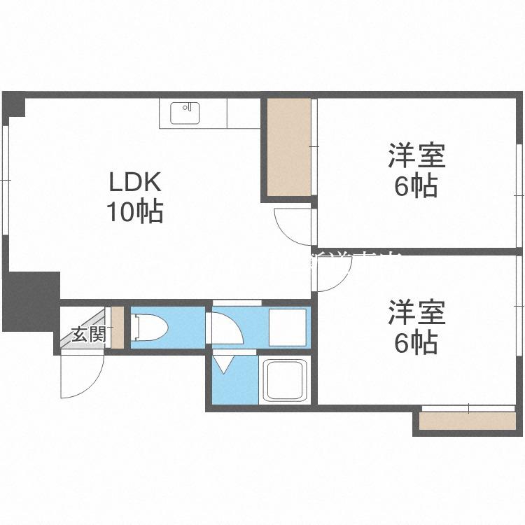 アルコン5・3A(2LDK/1階)の間取り写真