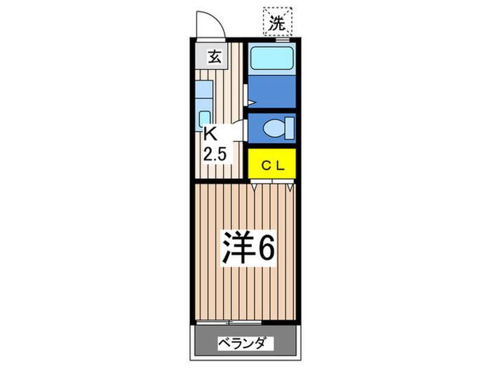 カサ・アズーロ(1K/2階)の間取り写真