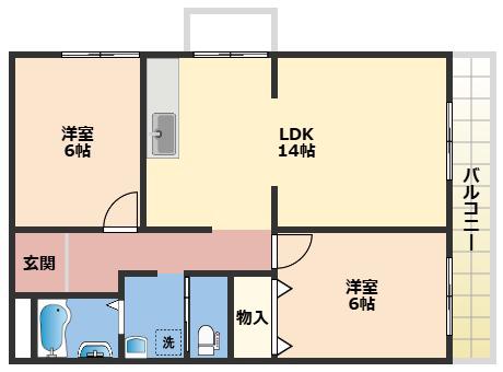 センチュリーハイツ和歌浦(2LDK/2階)の間取り写真