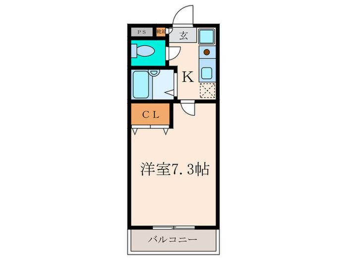 ミアカーザかどの(1K/1階)の間取り写真