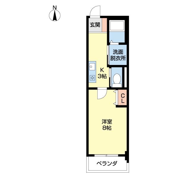 コンフォート紀三井寺(1K/1階)の間取り写真