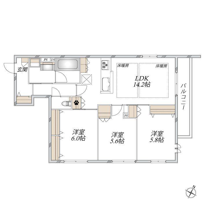 RAMPART(3LDK/3階)の間取り写真