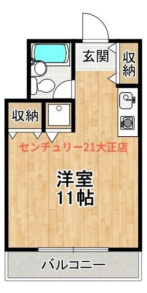 ガーデン弁天町(ワンルーム/8階)の間取り写真