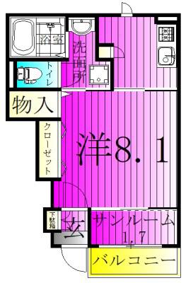 LIAISON Mリエソン エム(1K/1階)の間取り写真
