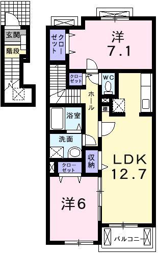 クラッセ壱番館(2LDK/2階)の間取り写真
