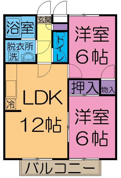 カーサコリーナ(2LDK/1階)の間取り写真