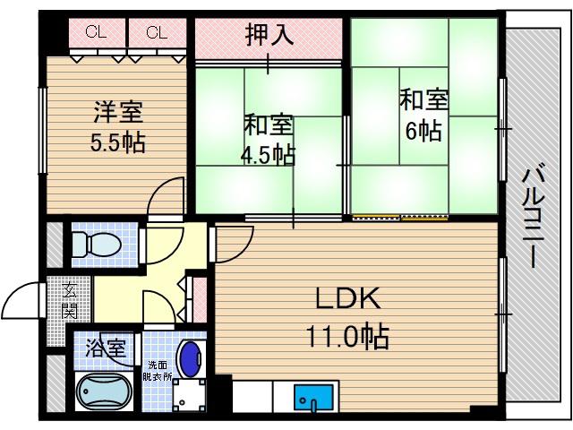 ファインスクエア(3LDK/3階)の間取り写真