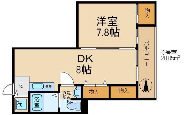 森小路矢野マンション(1DK/4階)の間取り写真