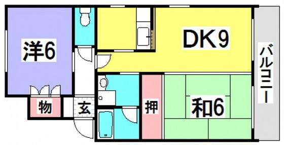 CASA井口C(2DK/1階)の間取り写真