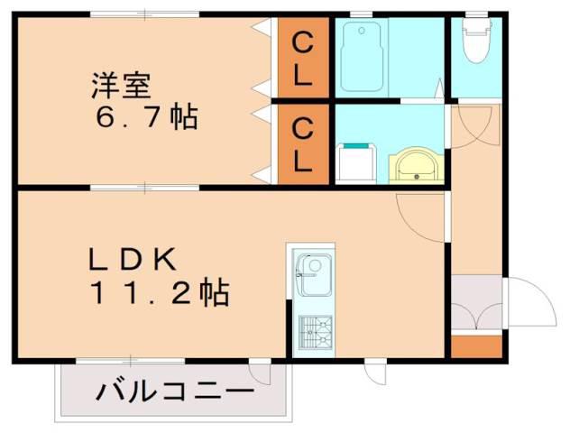 サンフィールド博多の森B(1LDK/1階)の間取り写真