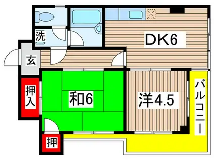 道場北マンション(2DK/2階)の間取り写真