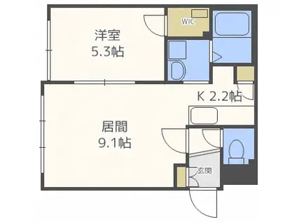 ディスティーノ(1LDK/4階)の間取り写真