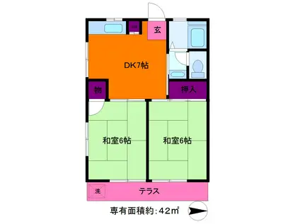 浜中荘(2DK/1階)の間取り写真