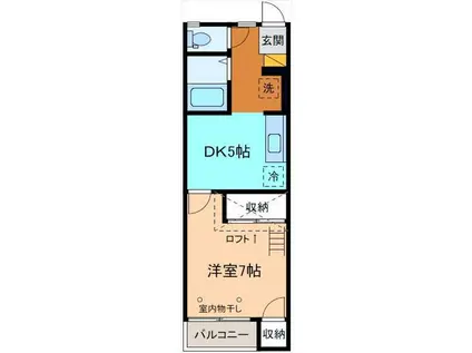 ベル&ヒル(1DK/1階)の間取り写真