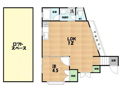 私市ハイツ(1LDK/3階)の間取り写真