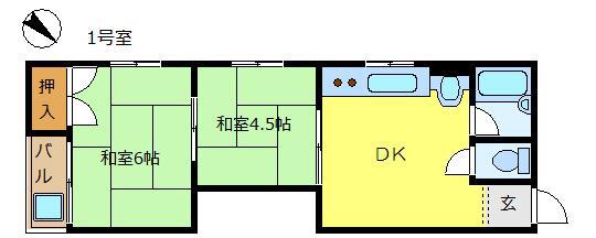 ジュネスあびこ(2DK/4階)の間取り写真