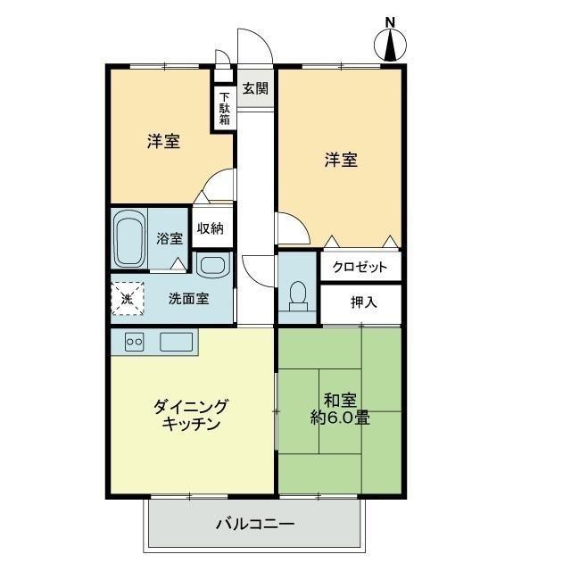 フォブール木太A(3DK/2階)の間取り写真