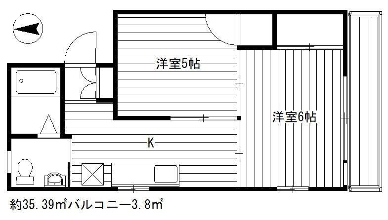 加山マンション(2K/1階)の間取り写真