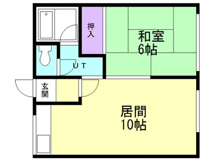 シティハイムまつみや(1LDK/2階)の間取り写真