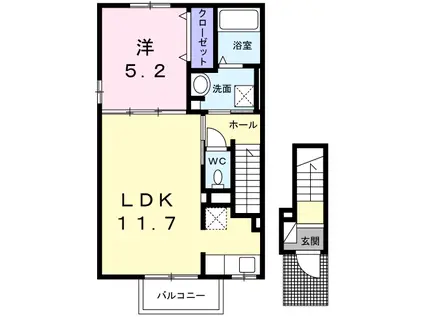 シティパートI(1LDK/2階)の間取り写真