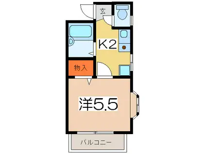 SEマンション(1K/2階)の間取り写真