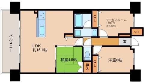 パデシオン大津レイクビュー(2SLDK/12階)の間取り写真