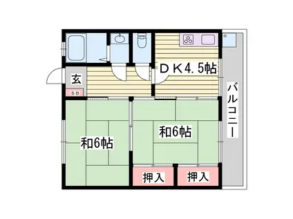 龍野ハイツ(2DK/4階)の間取り写真