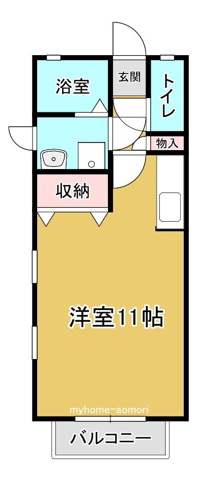 ソレイユU.S.J(ワンルーム/2階)の間取り写真