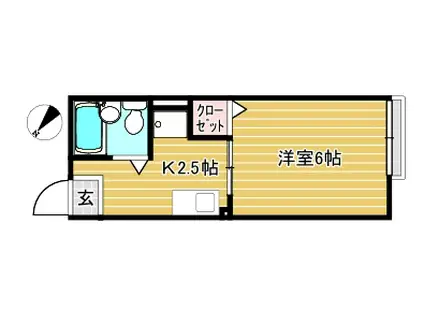 ジュネス新検見川(1K/2階)の間取り写真