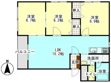 ヒーローマンション御成町(3LDK/2階)の間取り写真