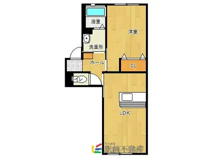ローズヒル(1LDK/1階)の間取り写真