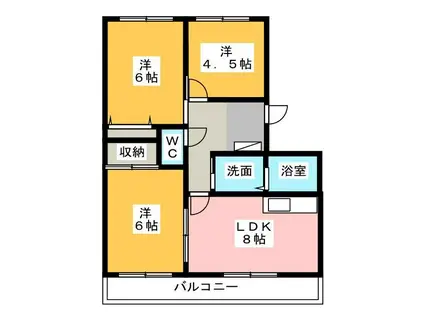 サンライズ弥栄III(3LDK/1階)の間取り写真