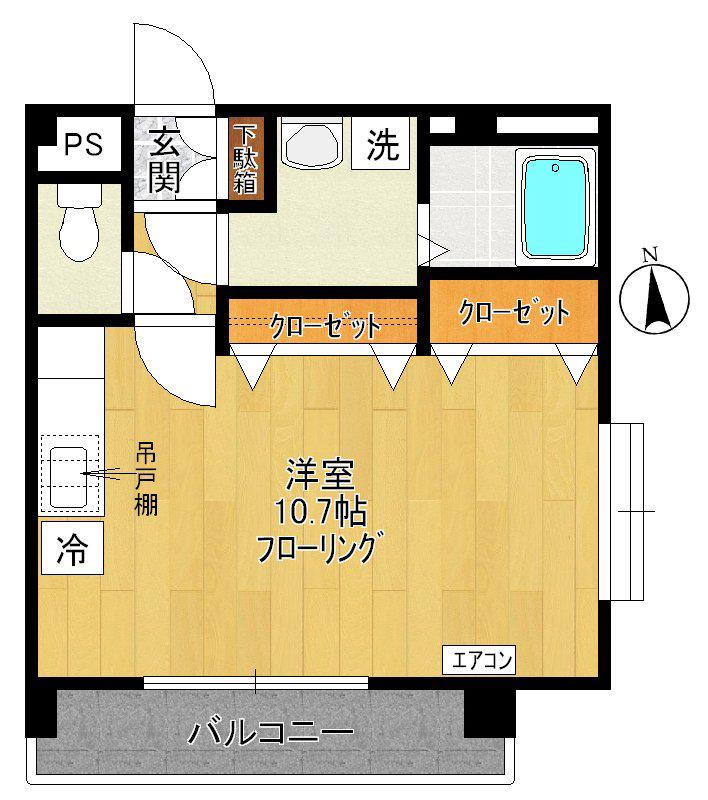 メゾン梨花II(ワンルーム/2階)の間取り写真