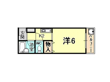 LS夙川(1K/3階)の間取り写真