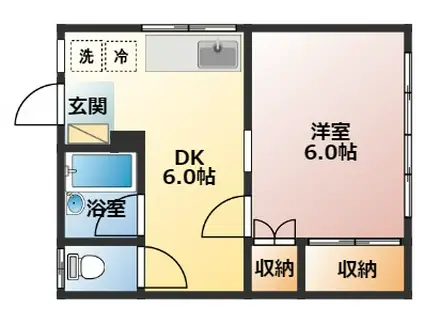 メゾン野比A棟(1DK/1階)の間取り写真