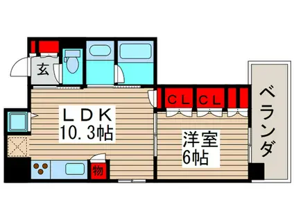 パークアクシス西船橋本郷町(1LDK/10階)の間取り写真