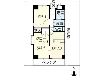コバヤシビル(2DK/8階)の間取り写真