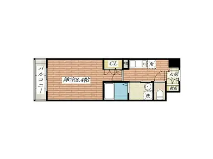 シャンピアコート茨木(1K/6階)の間取り写真