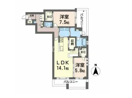 シャーメゾンプレミア上中野(2LDK/2階)の間取り写真