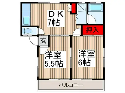 第2さくら荘(2DK/2階)の間取り写真