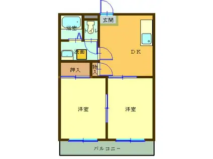 桜マンションII(2DK/3階)の間取り写真