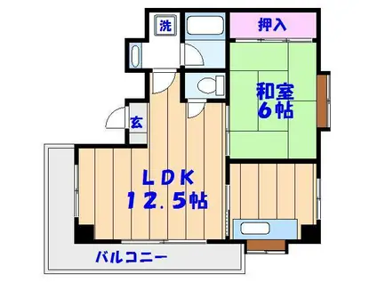 AKマンションIII(1LDK/2階)の間取り写真